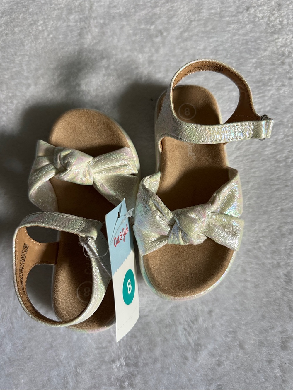 Kids Iridescent Bow Sandals - Size 8
